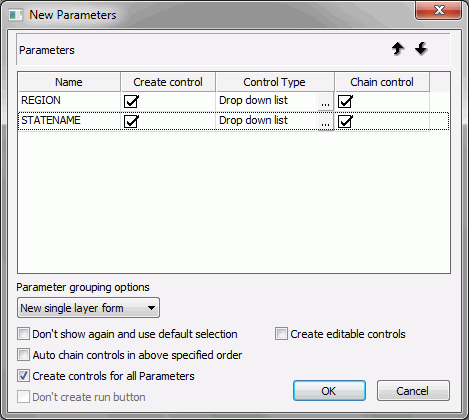 New Parameters dialog box