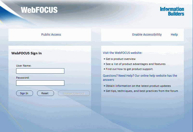 WebFOCUS Sign In Page