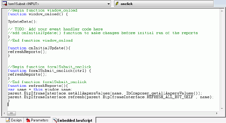 Embedded Script tab