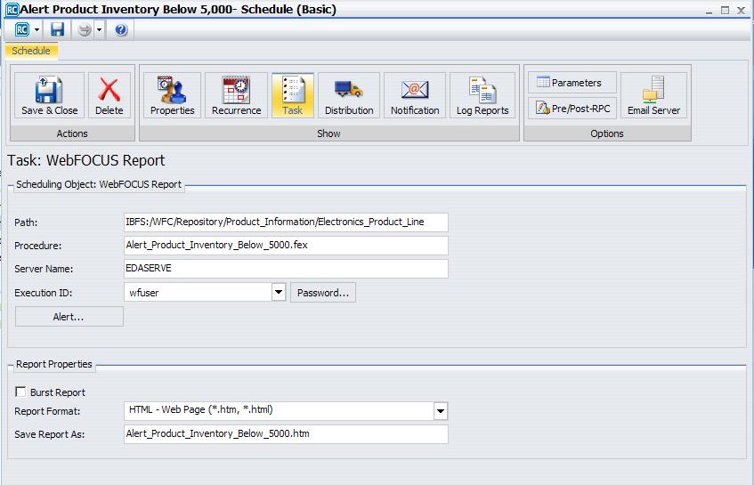 ReportCaster Basic Scheduling Tool