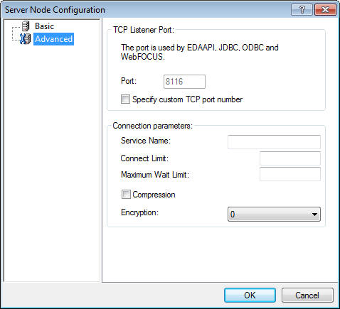 Server Node Configuration Advanced Page