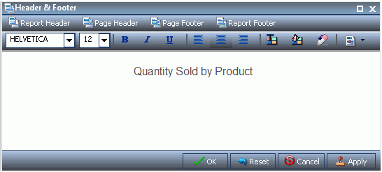 Report Header Dialog Box