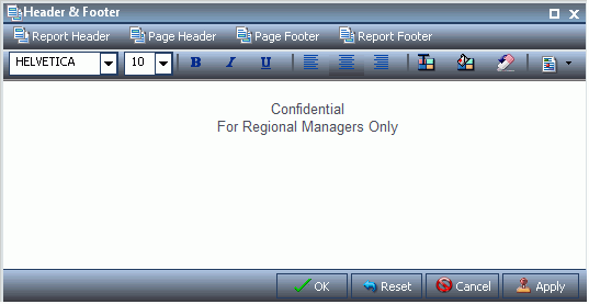 Report Page Header Dialog Box