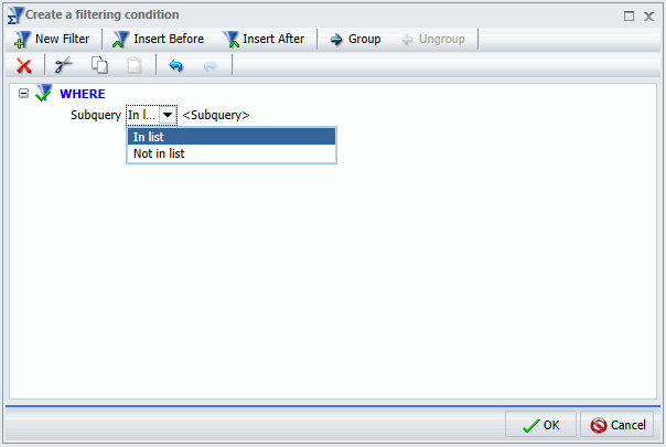 Subquery drop down list