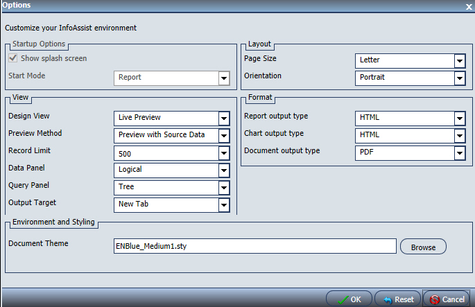 Options Window