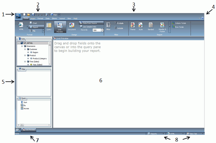 InfoAssist Application Window With Annotations