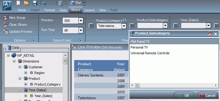 Flat Panel TV Selected as Second Control