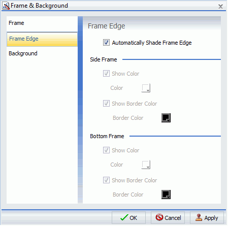 Frame and Background Dialog Box Frame Edge Tab