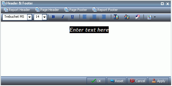 Header and Footer Dialog Box