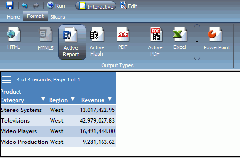 Active Report at Run Time