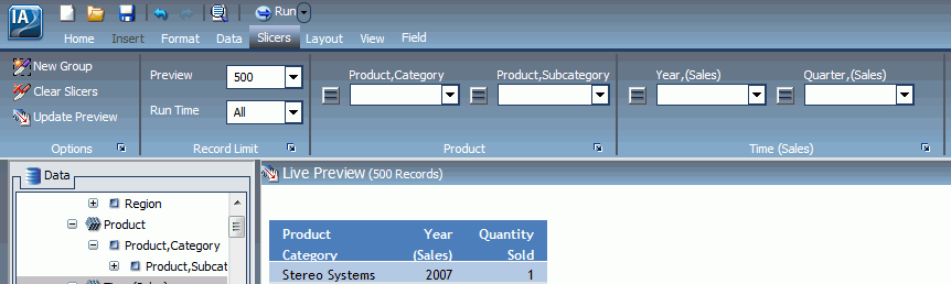 Product and Time Sales Hierarchy Groups