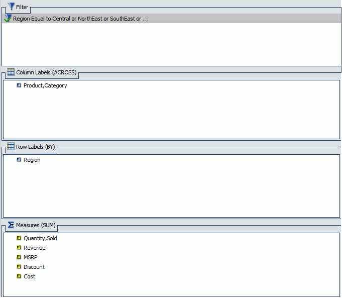 Query Panel Areas 1x4