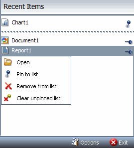 Recent Items Context Menu