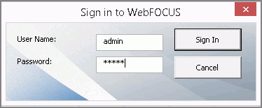 Sign in to WebFOCUS dialog box