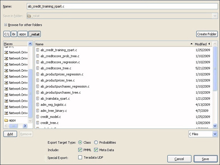 Export dialog box