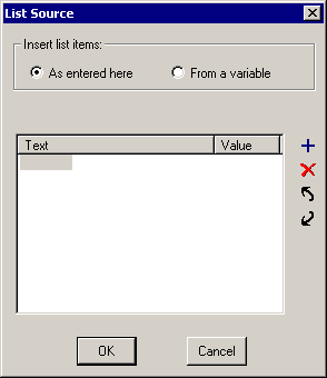 List Source Dialog box