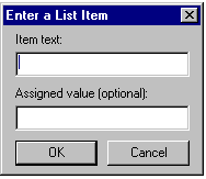 Enter a List Item Dialog Box