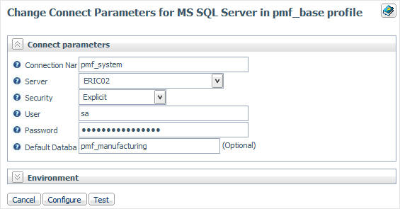 Connection parameters