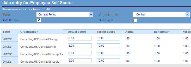 Data entry form