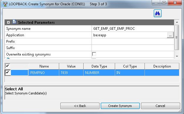 Select Synonym Candidates (Step 3) dialog box