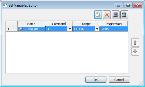 Set variables editor