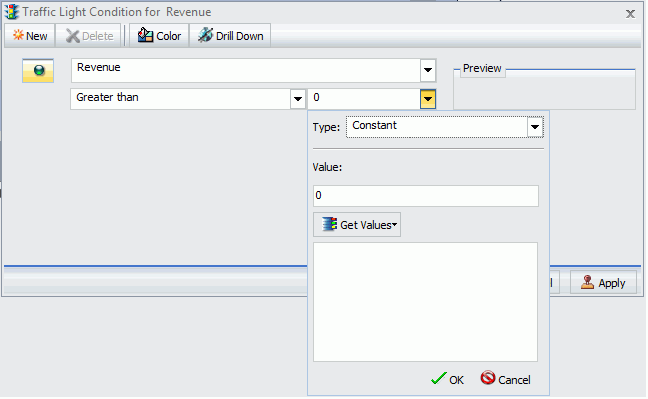 Traffic Light Condition Dialog Box