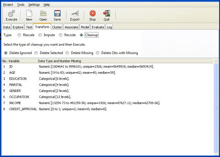 Cleanup option in the Transform tab