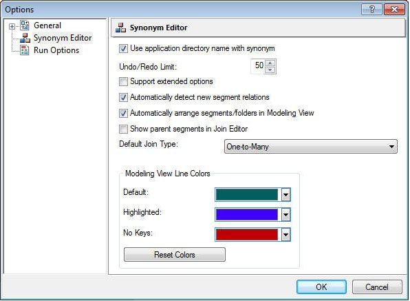 Synonym Editor Options