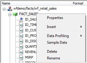 example of an SQL data source with the root segment selected
