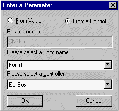 Enter a Parameter dialog box 