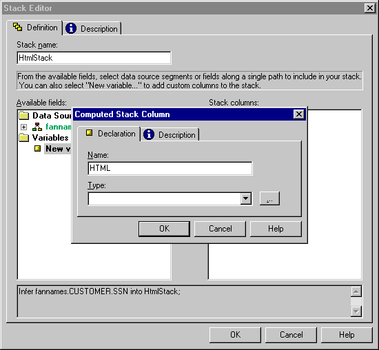 Stack Edition dialog box 