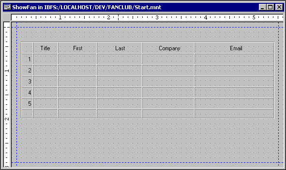 Form example HTML Columns dialog box