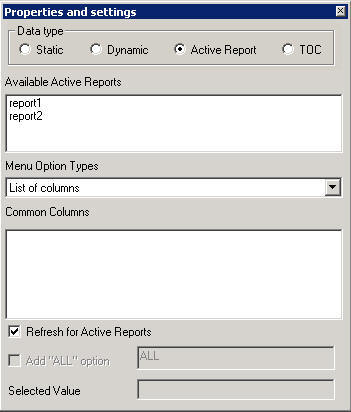Properties and settings dialog box