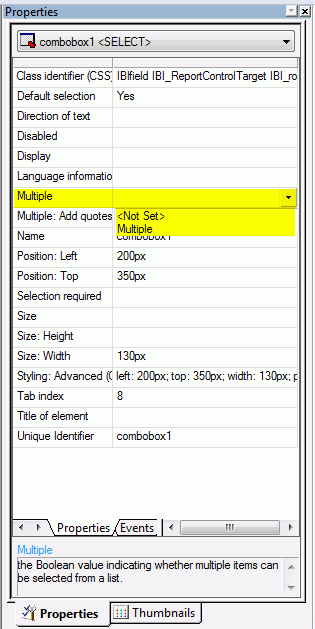 Multiple property field for drop down list