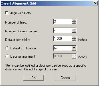 Insert Alignment Grid dialog box