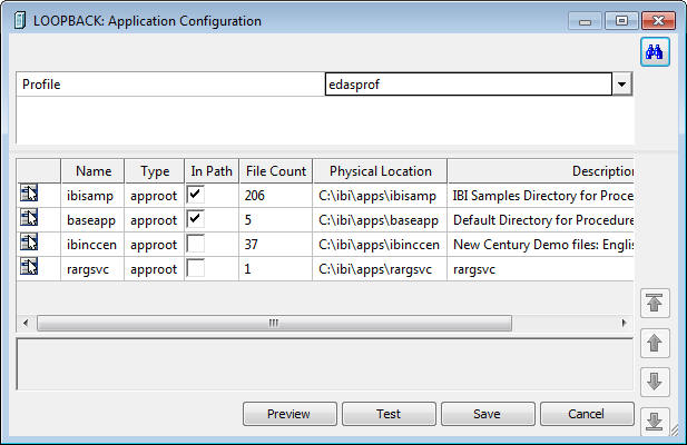 Application Configuration dialog box