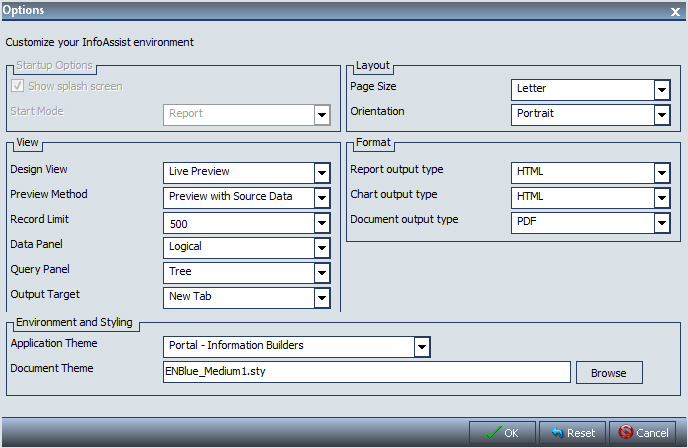 Options Window