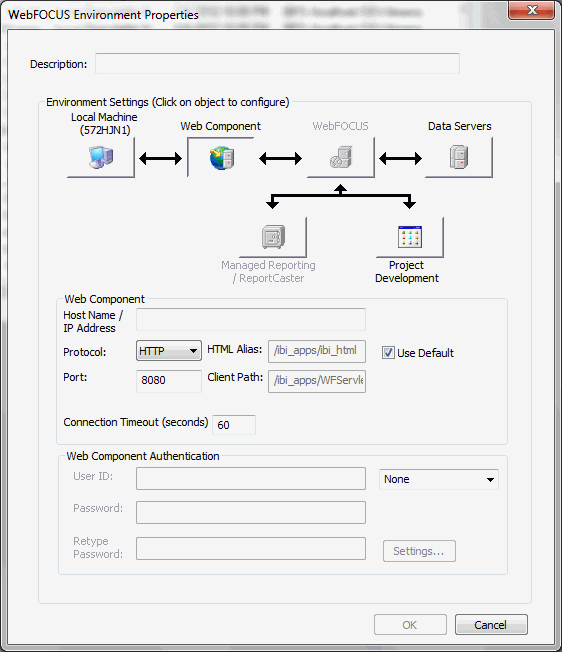 WebFOCUS Environment Properties window