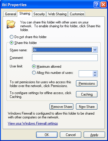 ibi Properties dialog box