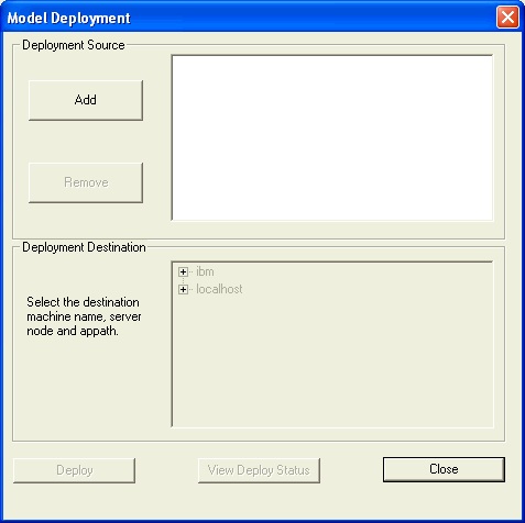 Model Deployment dialog box