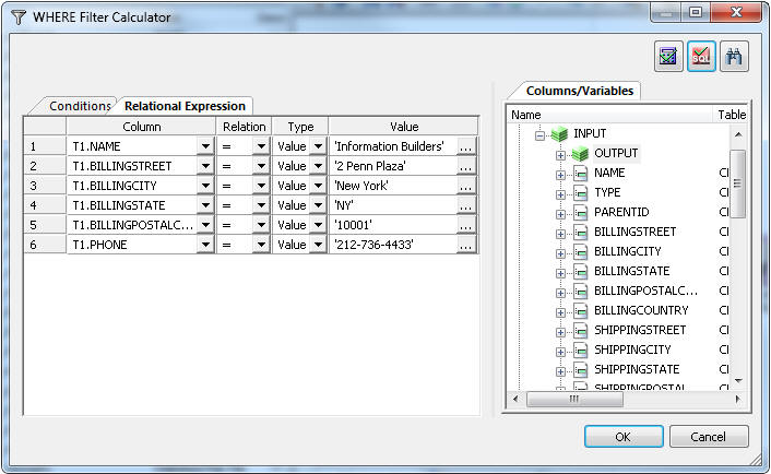 WHERE Filter Calculator