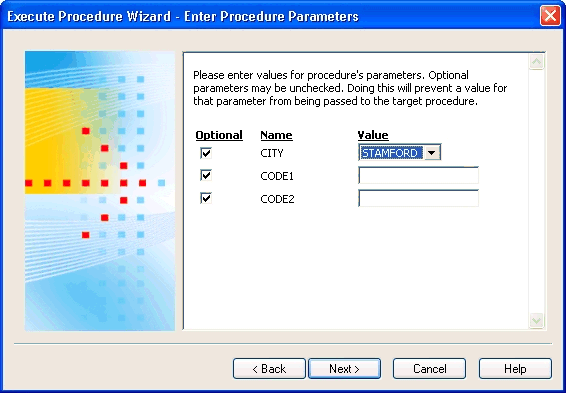 Execute Procedure Wizard diagram