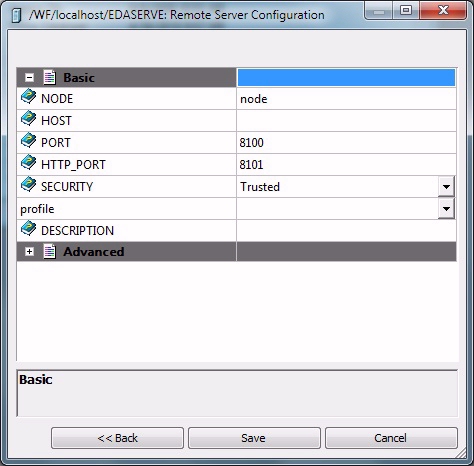 Remote Server Connection dialog box