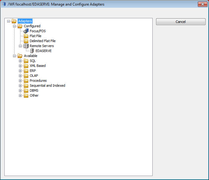 Manage and Configure Adapter dialog box