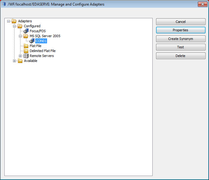 Manage and Configure Adapters dialog box