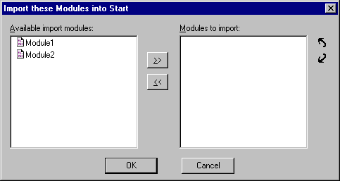 Import These Modules Into Procedure Dialog box