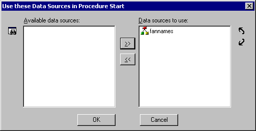Data Sources Start dialog box