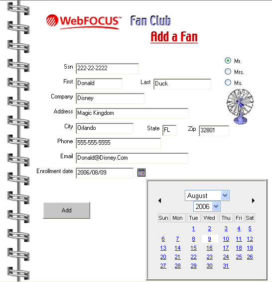 WebFOCUS Fan Club report image example 