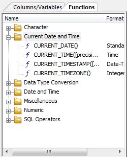 Using an SQL Function window 