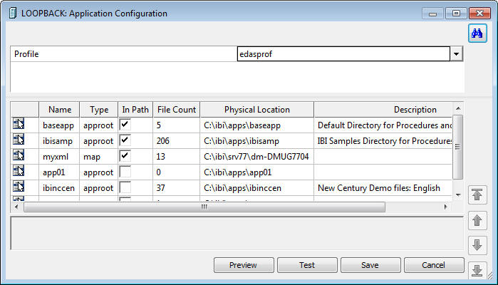 Application Configuration dialog box